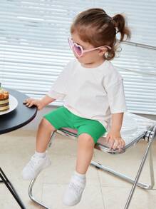 SHEIN Đứa bé gái Đồ họa Khẩu hiệu Áo thun & quần đùi - Nhiều màu - Xem 6