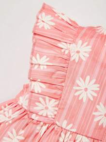 Cozy Pixies Baby Girl Daisy Floral Print Ruffle Trim Button Front Peplum Top - Multicolor - View 3