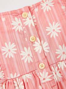 Cozy Pixies Baby Girl Daisy Floral Print Ruffle Trim Button Front Peplum Top - Multicolor - View 5