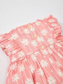 Cozy Pixies Baby Girl Daisy Floral Print Ruffle Trim Button Front Peplum Top - Multicolor - View 6