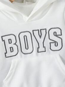 女嬰字母圖案袋鼠口袋連帽衫和運動褲