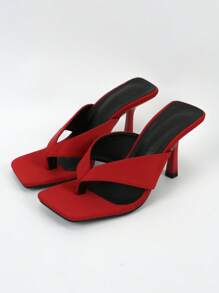 Women Minimalist Stiletto Heeled Thong Sandals, Funky Summer Sandals