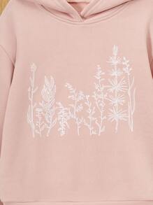 SHEIN Tween Girl Plant Print Drop Shoulder Sweatshirt - Multicolor - View 4