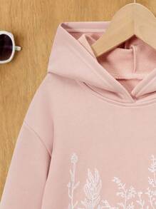 SHEIN Tween Girl Plant Print Drop Shoulder Sweatshirt - Multicolor - View 5