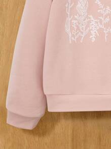 SHEIN Tween Girl Plant Print Drop Shoulder Sweatshirt - Multicolor - View 6