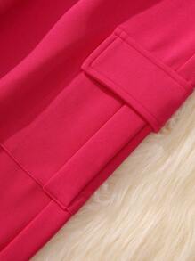 SHEIN Cô gái Tween Đồ họa Chữ cái Cami ngọn & Áo Zip Up Hoodie & Quần - Màu Hồng Tươi - Xem 3