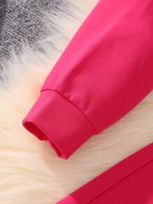 SHEIN Cô gái Tween Đồ họa Chữ cái Cami ngọn & Áo Zip Up Hoodie & Quần - Màu Hồng Tươi - Xem 5