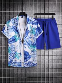 Manfinity RSRT Men Tropical Print Shirt & Shorts