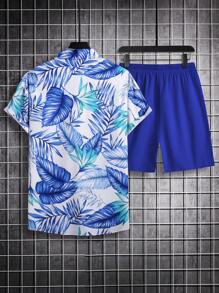 Manfinity RSRT Men Tropical Print Shirt & Shorts