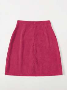 SHEIN LUNE Split Hem Zipper Back Skirt - Hot Pink - View 2