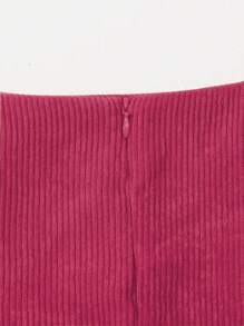 SHEIN LUNE Split Hem Zipper Back Skirt - Hot Pink - View 3