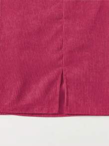 SHEIN LUNE Split Hem Zipper Back Skirt - Hot Pink - View 4