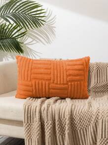 1pc Geometric Tufted Cushion Cover Without Filler, Minimalist Fabric Decorative Throw Pillow Cover For Home - Orange - View 4
