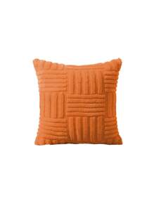 1pc Geometric Tufted Cushion Cover Without Filler, Minimalist Fabric Decorative Throw Pillow Cover For Home - Orange - View 5
