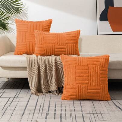 1入組幾何簇絨靠墊套無填充物極簡主義面料裝飾抱枕套適合家用