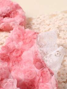嬰兒攝影前蝴蝶結蕾絲邊連體衣和頭巾 - 粉色 - 查看 6