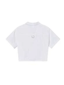 纯色拉链短款衬衫，休闲白色，夏季款 - 白色 - 查看 2