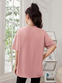 SHEIN Tiener meisje Zonnebloem & Grafische sloganprint Oversized Oversized T-shirt