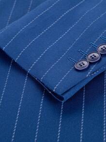 Men 3pcs Striped Double Breasted Suit Set Without Shirt - Royal Blue - View 10