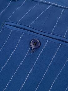 Men 3pcs Striped Double Breasted Suit Set Without Shirt - Royal Blue - View 12