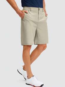 G Gradual 男士素色斜口袋百慕大短褲 - 卡其色 - 查看 3