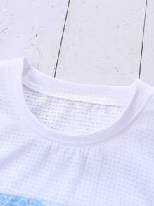 Baby Boy Camo Print Tank Top & Shorts - Blue and White - View 3