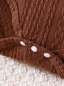 嬰兒男童3件套純色紋理高領長袖連體褲