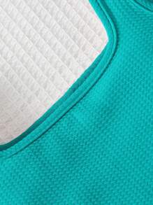 SHEIN 年輕女孩實色休閒打結肩帶背心 - 薄荷藍 - 查看 4