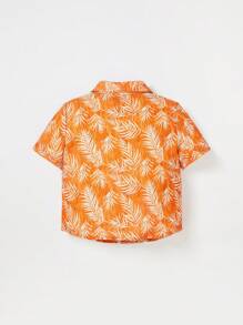 Cozy Pixies Baby Boy Tropical Print Shirt - Orange - View 2