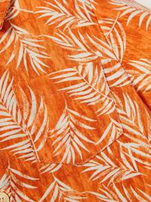 Cozy Pixies Baby Boy Tropical Print Shirt - Orange - View 4