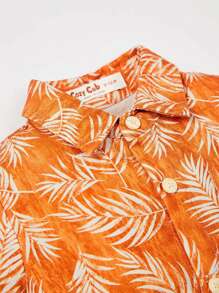 Cozy Pixies Baby Boy Tropical Print Shirt - Orange - View 5