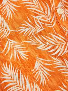 Cozy Pixies Baby Boy Tropical Print Shirt - Orange - View 8