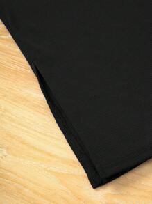 SHEIN Tween Girl Solid Tank Top & Skirt - Black - View 5