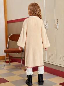SHEIN Garota pré-adolescente Sólido Colete Suéter & Shorts De Malha & Ombro Caído Cardigans