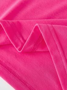 SHEIN Tween Girl Fashionable Beverage & Coffee Cup Printed Basic Pink Short Sleeve T-Shirt, Casual - Hot Pink - View 4