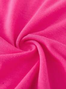 SHEIN Tween Girl Fashionable Beverage & Coffee Cup Printed Basic Pink Short Sleeve T-Shirt, Casual - Hot Pink - View 5