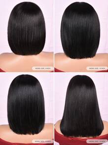機器製造短直筒帶劉海假髮150%密度8-14英寸自然黑色顏色100%人類頭髮頂級品質假髮適合女士 - SNatural - 查看 8