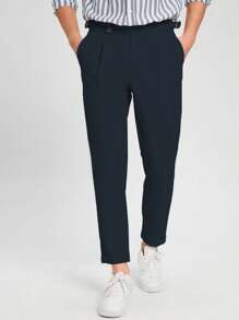 Manfinity Mode Nam Chất rắn Túi nghiêng Quần tây - Màu xanh hải quân - Xem 5