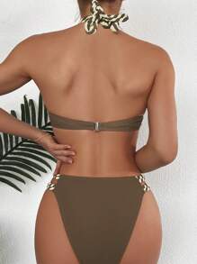 Swim Vcay Push-Up Bikini mit Farbblock, Neckholder, - Braun - Übersicht 2
