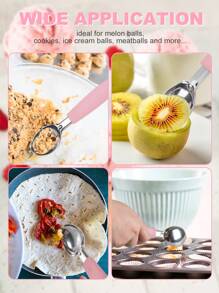 SHEIN Basic living 1 pieza Cuchara multifuncional con cómodo asa para de galleta , helado bola , melón bola - Rosa - Ver 5