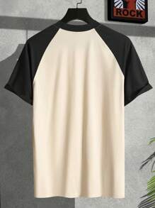 Manfinity Homme Nam Plus Khối màu Tay Raglan Áo thun - Màu Khaki - Xem 2