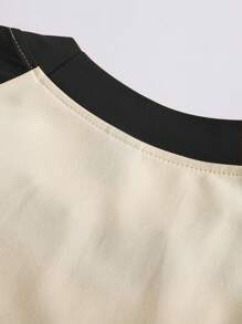 Manfinity Homme Nam Plus Khối màu Tay Raglan Áo thun - Màu Khaki - Xem 3