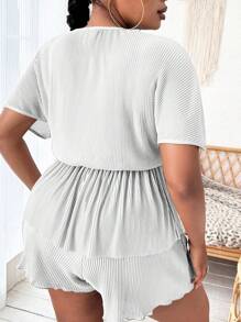 SHEIN SXY Hơn Cổ Lao tay cánh Áo sơ mi Peplum - trắng - Xem 2