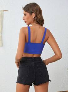 Soleia Twist Front Crop Cami Top - Royal Blue - View 2