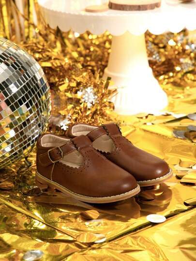 女孩搭扣裝飾瑪麗珍平底鞋戶外