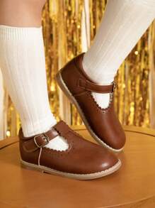 女孩搭扣裝飾瑪麗珍平底鞋戶外