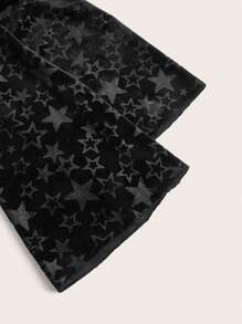 ROMWE Fairycore 星星圖案絲絨短款T恤 - 黑色 - 查看 7