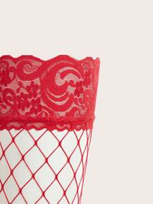 Lace Garter Belt & Stocking Without Panty Bridallingerie - Red - View 3