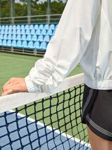 CourtClass Zip Up Hooded Sports Jacket,Women Tennis Outfit - White - View 7