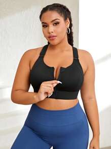 Easithlete 大碼拉鏈開襟後背十字交叉運動型文胸